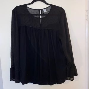 Women’s Black Blouse, Swiss Dot